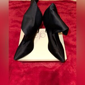 Black Satin Ankle Heels